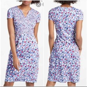 Boden Emory Knit Jersey Dress in Fallen Blossom Blue Print Size 12L Long